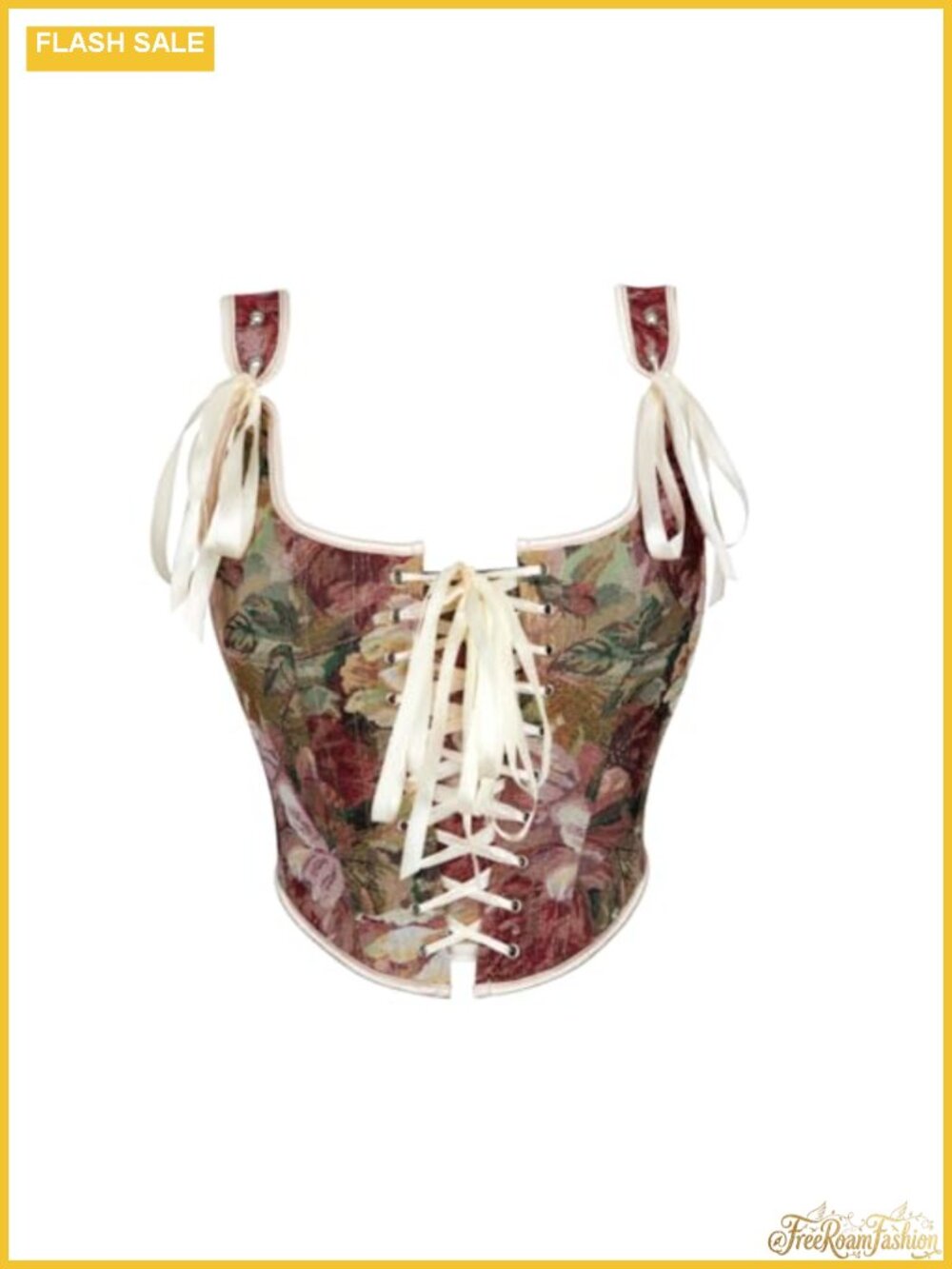 Floral Corset Top Lace Up Bodice Renaissance Victorian